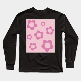 pattern flower aesthetic light pink Long Sleeve T-Shirt